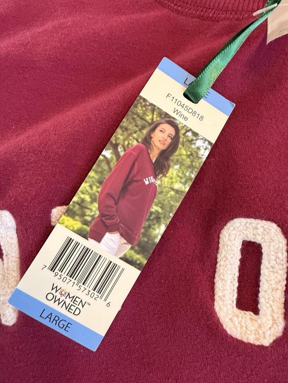 Wine O'Clock Burgundy Large Sweatshirt Long Sleeve Soft Feel Brand New Tags - Picture 3 of 9